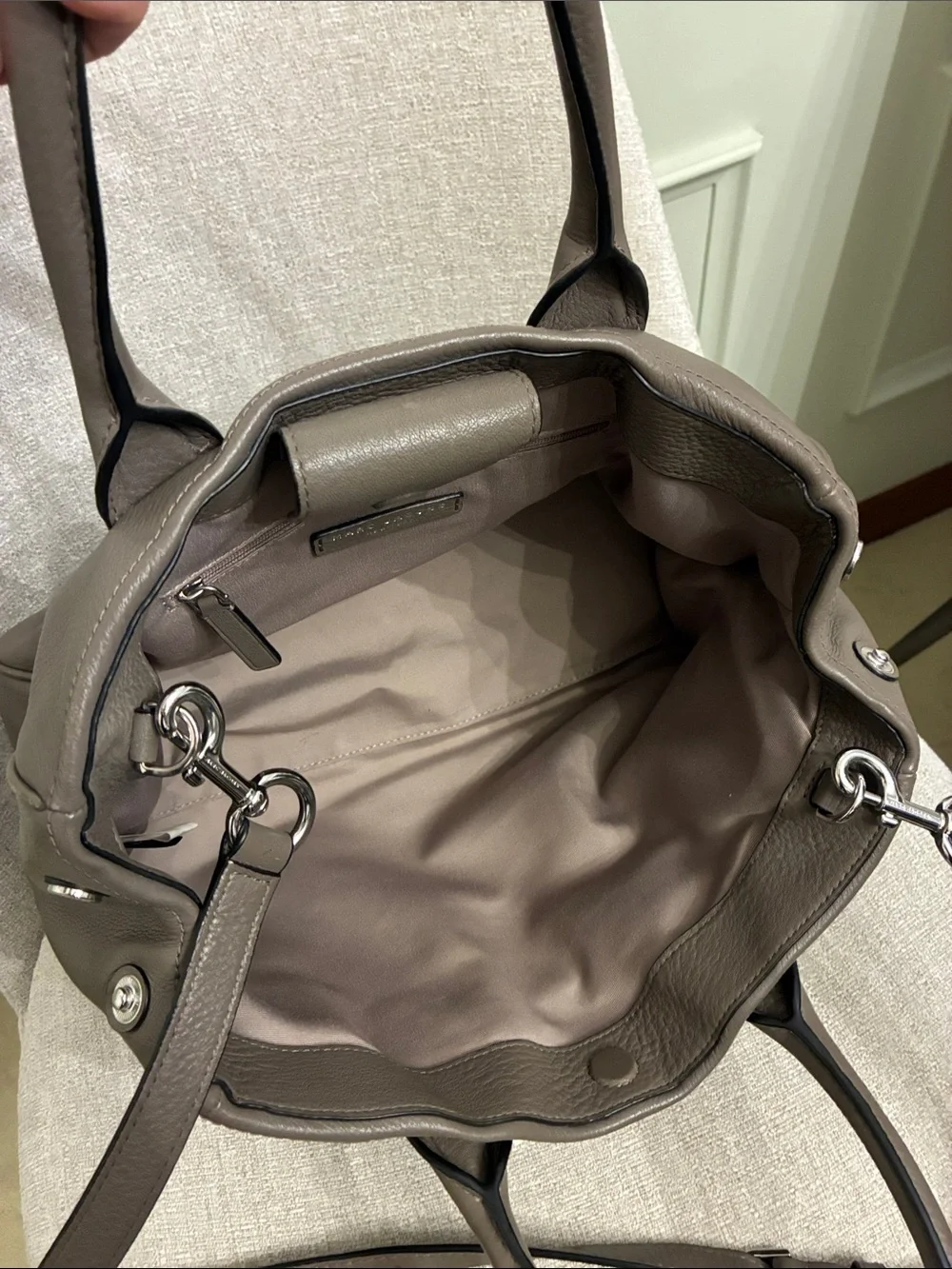 Marc Jacobs Gray Pebbled Leather Satchel with Detachable Strap